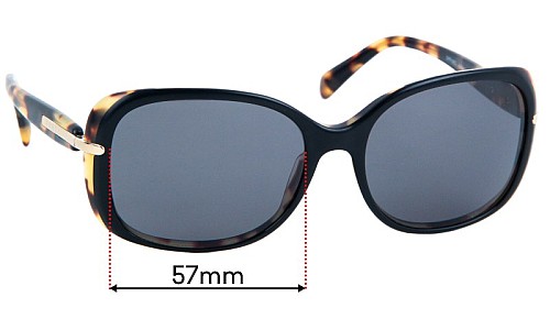 Prada SPR08O Replacement Sunglass Lenses - 57mm wide lens 
