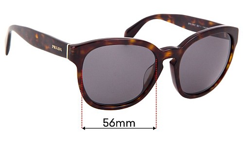 Sunglass Fix Lentilles de Remplacement pour Prada SPR17R-F - 56mm Wide 