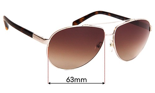 Sunglass Fix Ersatzgläser für Prada SPR67O - 63mm Wide 