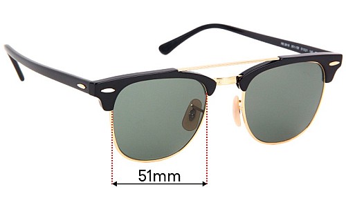 Sunglass Fix Replacement Lenses for Ray-Ban RB3816 Clubmaster Double Bridge - 51mm Wide 