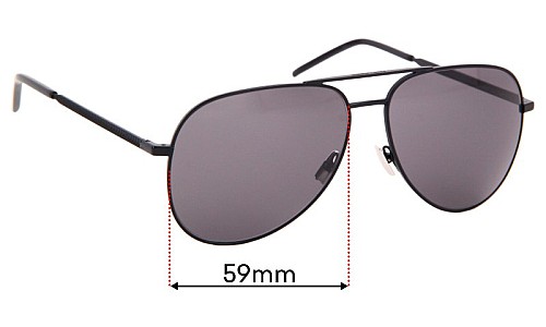 Sunglass Fix Lentilles de Remplacement pour Saint Laurent  Classic II Folk  - 59mm Wide 