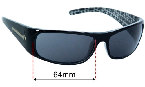 Sunglass Fix Replacement Lenses for Electric G-Seven - 64mm Wide - Side View Electric G-Seven Replacement Lenses 64mm wide - Side View