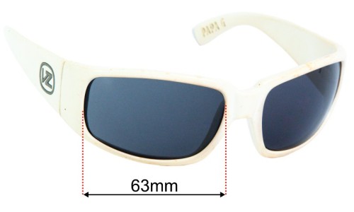 Sunglass Fix Ersatzgläser für Von Zipper Papa G - 63mm Wide - Side View Von Zipper Papa G Ersatzlinsen 63mm wide - Side View