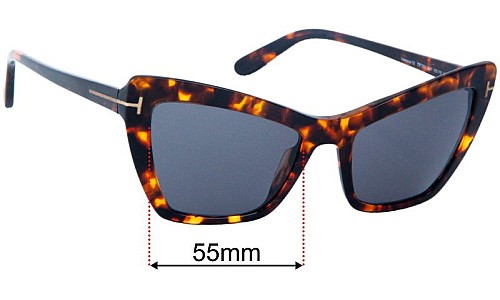 Sunglass Fix Ersatzgläser für Tom Ford Valesca TF555 - 55mm Wide Tom Ford Valesca TF555 Ersatzlinsen 55mm wide