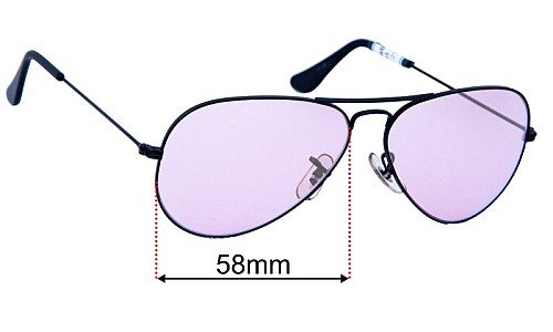 Ray Ban B&L Aviator RB3025 Replacement Lenses 58mm wide 