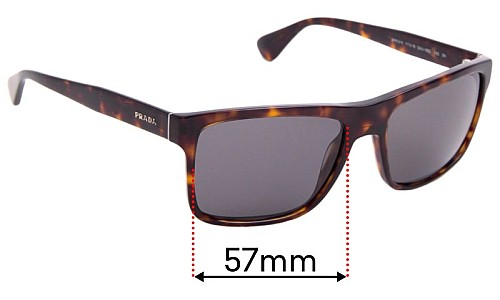 Sunglass Fix Lentilles de Remplacement pour Prada SPR01S & PR01SS - 57mm Wide 