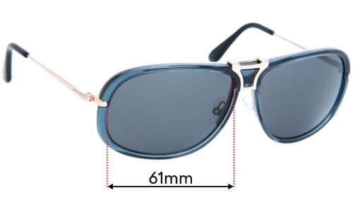 Sunglass Fix Ersatzgläser für Tom Ford Robbie TF286 - 61mm Wide 