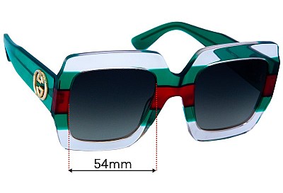 Gucci GG0178S Replacement Lenses 54mm wide 