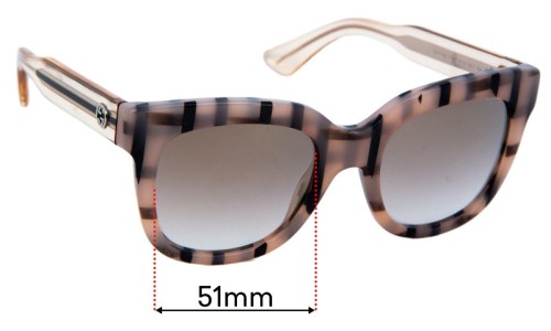 Gucci GG3748/S Replacement Lenses 51mm wide 