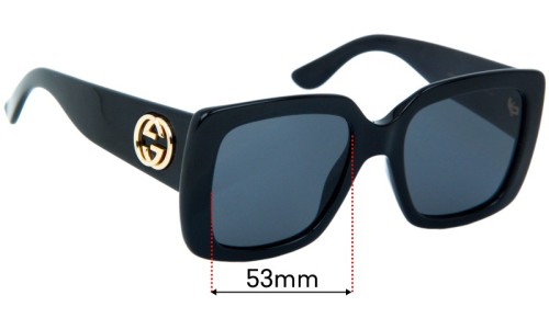Gucci GG0141S Replacement Lenses - 53mm Gucci GG0141S Replacement Sunglass Lenses - 53mm