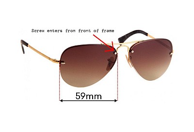 Ray-Ban RB3449 Aviator 2mm Nose Hole Lentes de Repuesto 59mm wide 