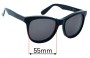 Sunglass Fix Lentes de Repuesto para Wildfox Cat Farer - 55mm Wide 
