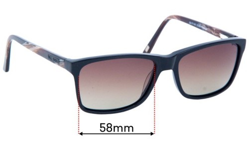 Sunglass Fix Replacement Lenses for Bill Bass Eddy - 58mm Wide 