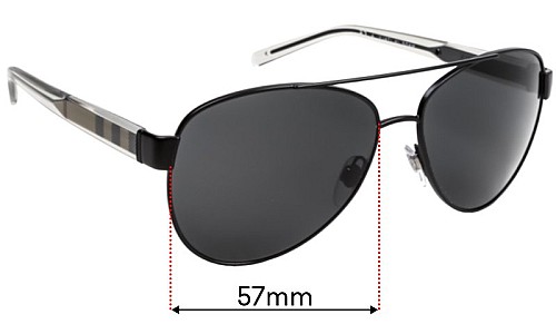 Sunglass Fix Lentilles de Remplacement pour Burberry BE 3084 - 57mm Wide 
