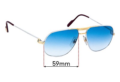 Cartier Tank Platine Replacement Lenses 59mm wide 