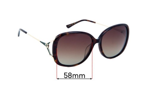 Sunglass Fix Ersatzgläser für Gucci GG0649SK - 58mm Wide 