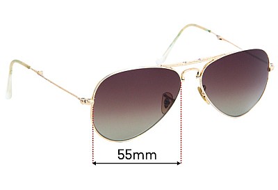 Ray-Ban RB3479 Folding Aviator Replacement Lenses 55mm wide 