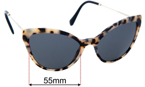 Sunglass Fix Lentilles de Remplacement pour Miu Miu SMU03U - 55mm Wide 