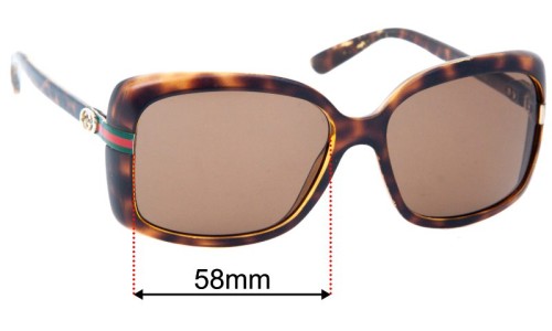 Sunglass Fix Replacement Lenses for Gucci GG 3188/S - 58mm wide 