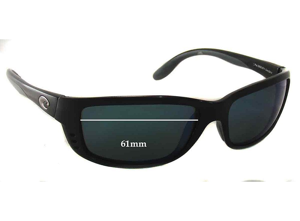 Sunglass Fix Replacement Lenses for Costa Del Mar Zane - 61mm Wide Sunglass Fix Replacement Lenses for Costa Del Mar Zane - 61mm Wide