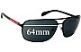 Sunglass Fix Replacement Lenses for Prada SPS54O - 64mm Wide 