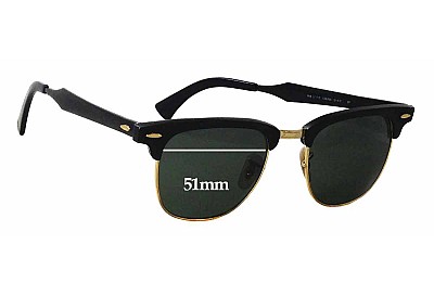 Ray-Ban RB3507 Clubmaster Aluminum Replacement Lenses 51mm wide 