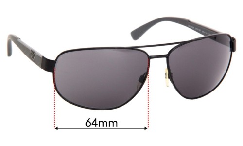 Sunglass Fix Replacement Lenses for Emporio Armani EA2036 - 64mm Wide 