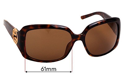 Gucci GG3164/S Replacement Lenses 61mm wide 