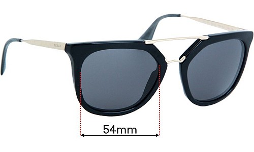 Prada SPR13Q & PR13QS Lentes de Repuesto 54mm wide 