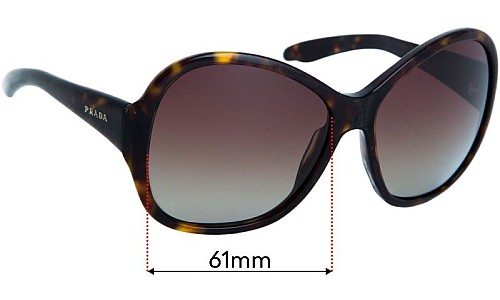 Sunglass Fix Lentes de Repuesto para Prada SPR20L - 61mm Wide 