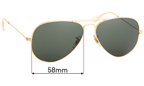 Ray Ban RB3025 Large Metal Aviator Replacement Lenses 58mm wide 