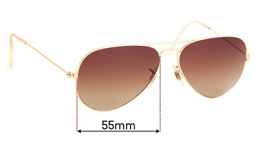 Ray Ban RB3025 L Aviator  Replacement Lenses 55mm wide 