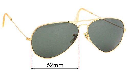 Sunglass Fix Replacement Lenses for Ray-Ban B&L Aviator - 51mm Tall - 62mm Wide 