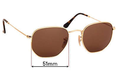 Ray-Ban RB3548-N Hexagonal Replacement Lenses 51mm wide 