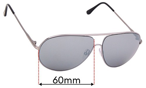 Tom Ford Cliff TF450 Replacement Lenses 61mm wide 