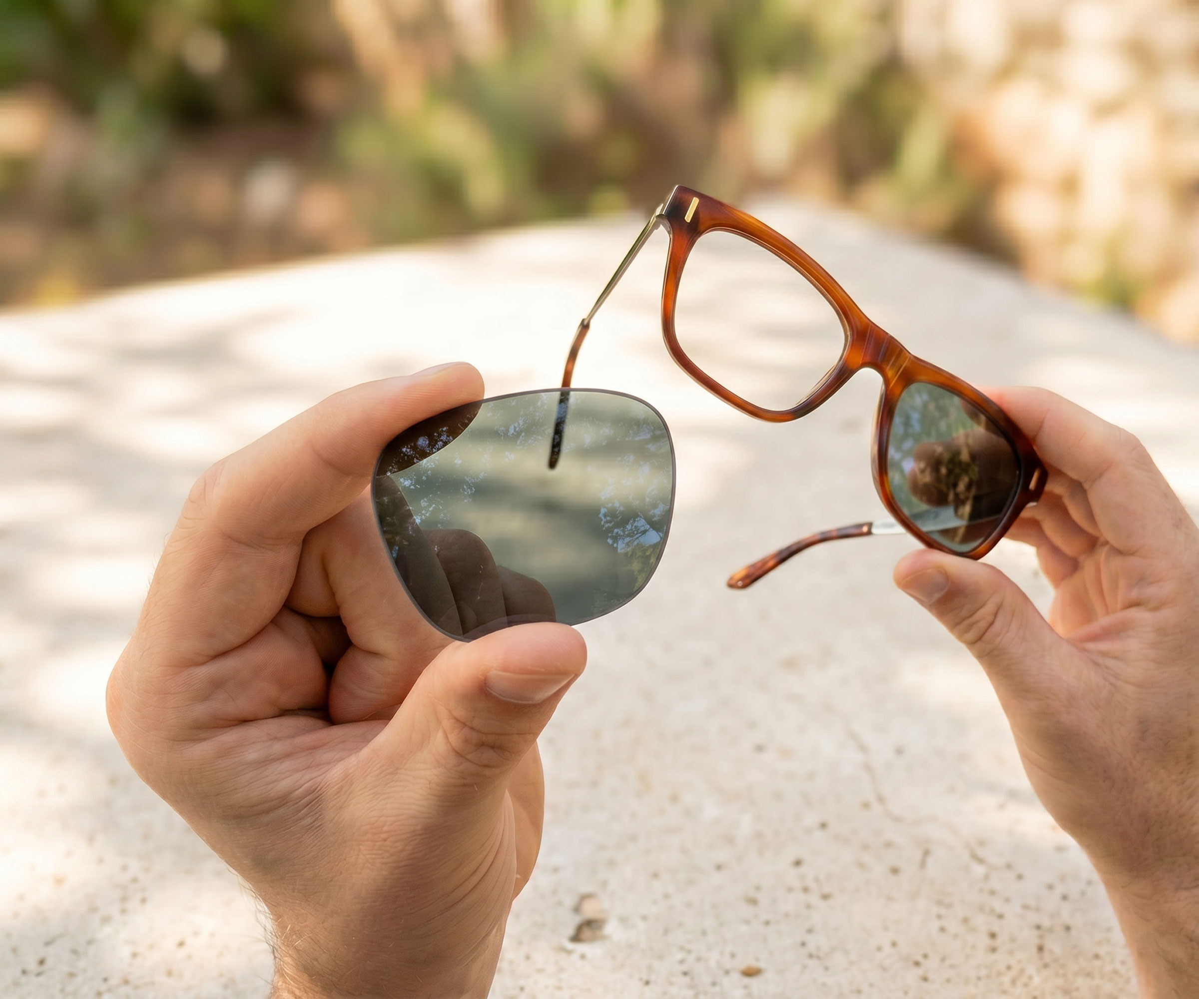 Sunglass Fix lenses offer superior clarity and advanced scratch resistance Close up of a high-quality replacement lens showing clarity and scratch resistance